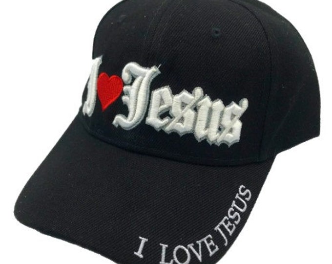 I Love Jesus Adjustable One Size Fits All Baseball Embroidered Cap Hat