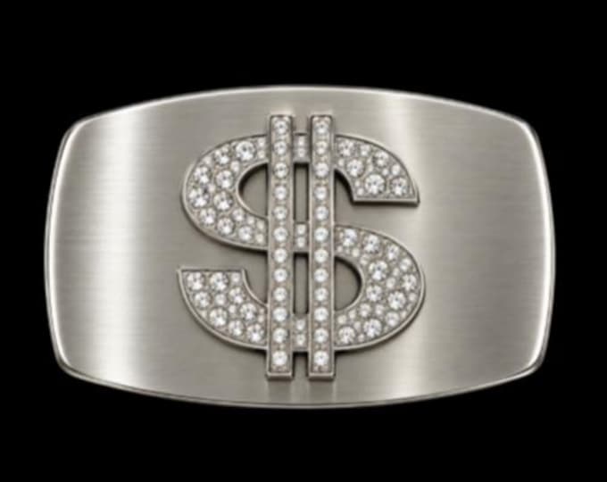 Belt Buckle Dollar Money Sign Big Rhinestone Buckles