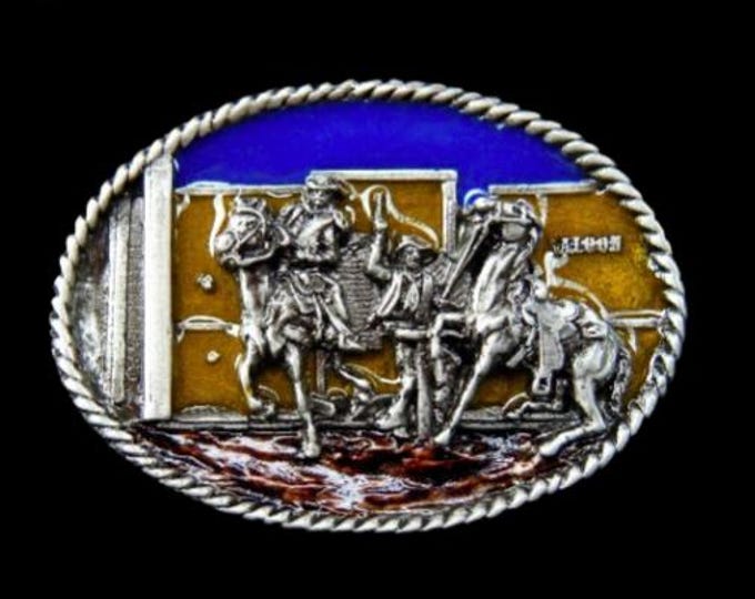 Western Saloon Indians Cowboys Horses Rodeo Belt Buckle Buckles