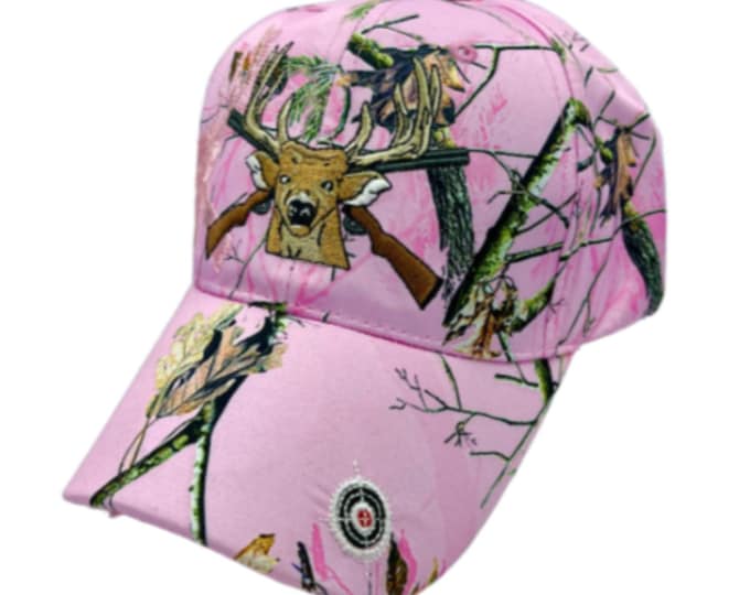 Pink Camouflage Deer Hunting Embroidered Baseball Cap Hat