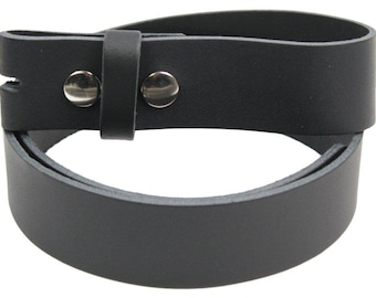 LS-Black Snap On Cowhide Full grain Leather Belt Strap Snap 34MM 
