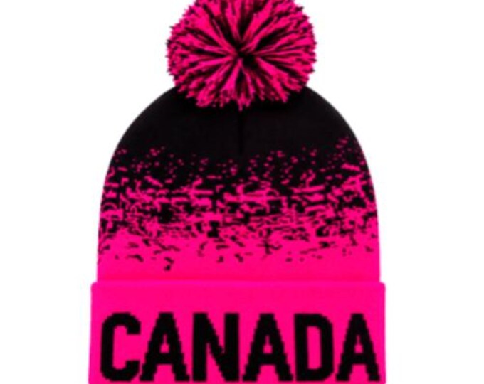 Canada Pink Neon Beanie Cap Plain Knit Ski Hat Cuff Winter Solid Warm Men Women