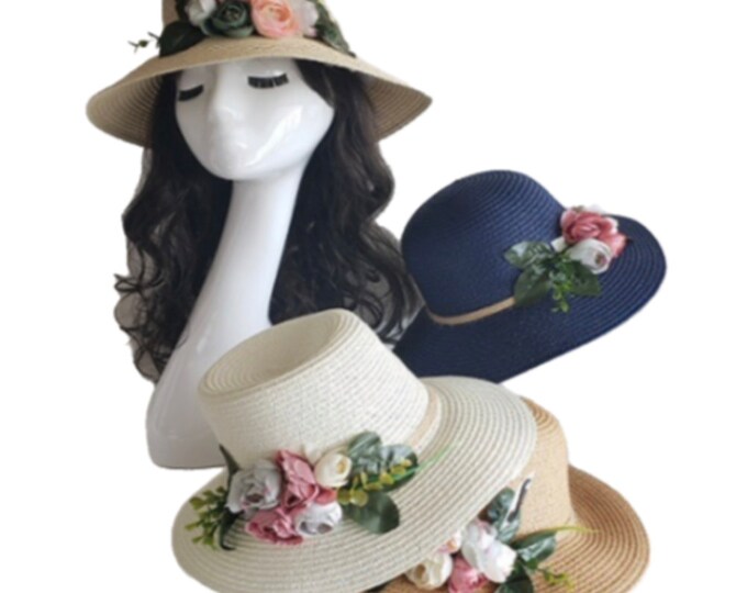 Women's Natural Packable Wide Brim Casual Straw Summer Sun Church Hats