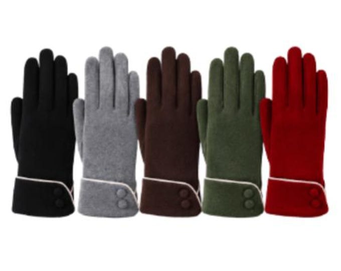 Ladies Touch Screen Fashion Winter Gloves 2 Button Detail New