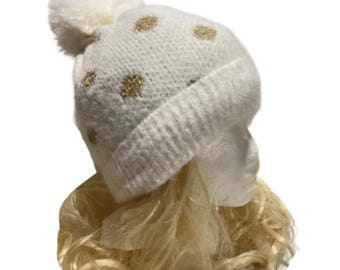 Women Fur Pom Pom Ball Knit Crochet Baggy Hat Beanie Ski Cap Winter