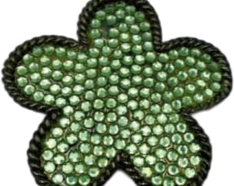 Green Rhinestone Flower Women's Belt Buckles