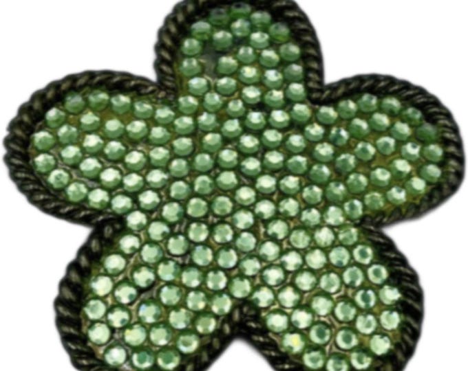 Green Rhinestone Flower Women's Belt Buckles