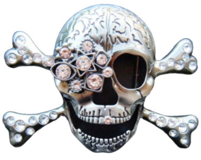 Rhinestone Skulls Crossbones Skeleton Cool Belt Buckles