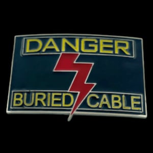 Thunderbolt Belt Buckle Danger Buried Cable Lighting Bolt Electrician Buckles & Belts