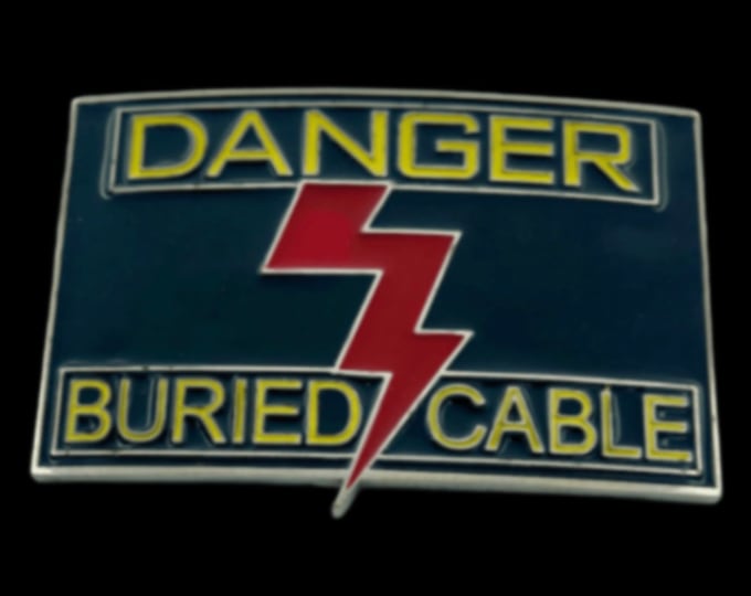 Thunderbolt Belt Buckle Danger Buried Cable Lighting Bolt Electrician Buckles & Belts