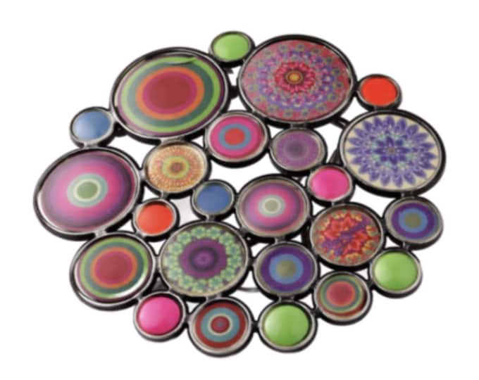 Kaleidoscope Mosaic Circle Belt Buckle