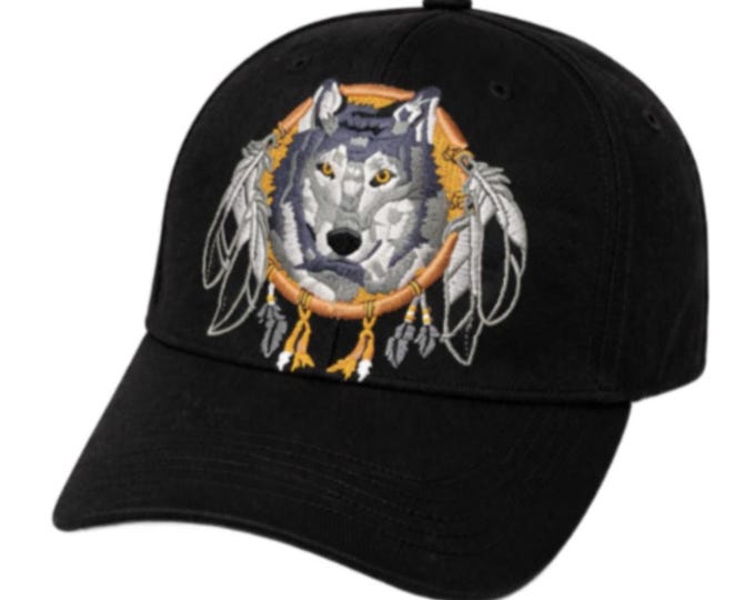 Native Pride American Dreamcatcher Indian wolf Embroidered Cap Hat