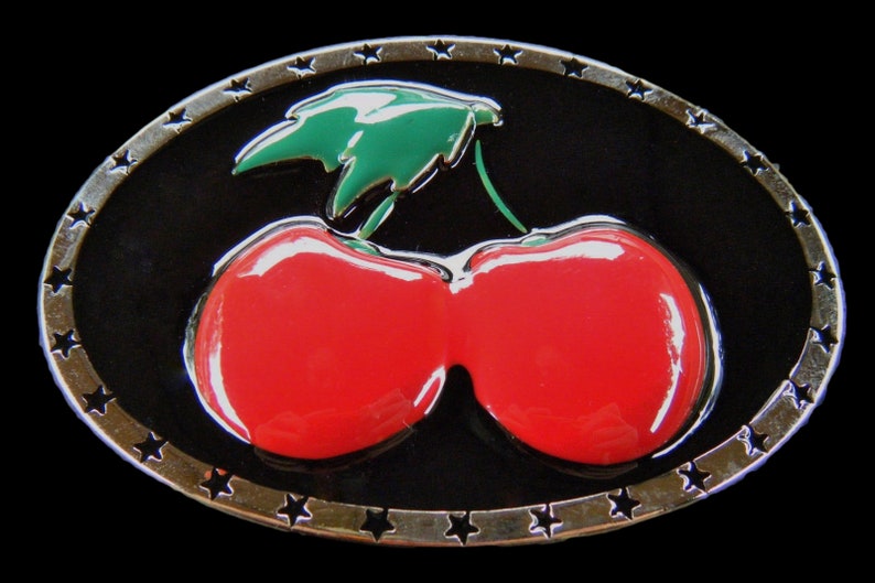 Red Cherry Cherries Pop Popping Belt Buckle Buckles