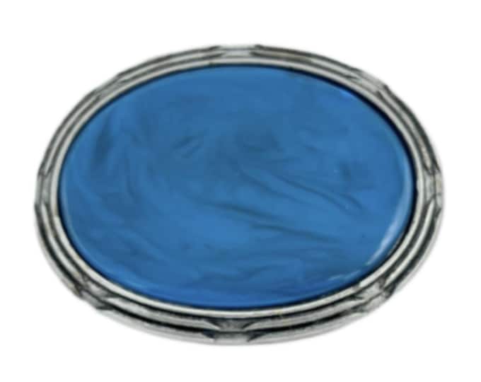 Turquoise Blue Colored Antique Silver Belt Buckle