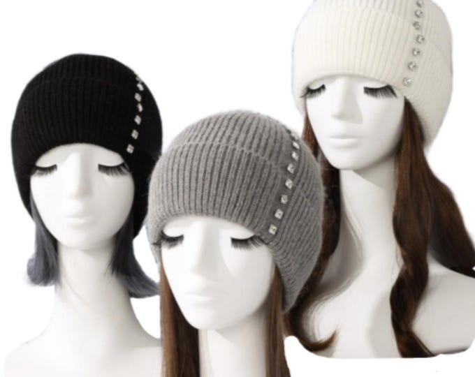 Rhinestone Women's Beanie Beret Ski Cap Winter Fashion Hat