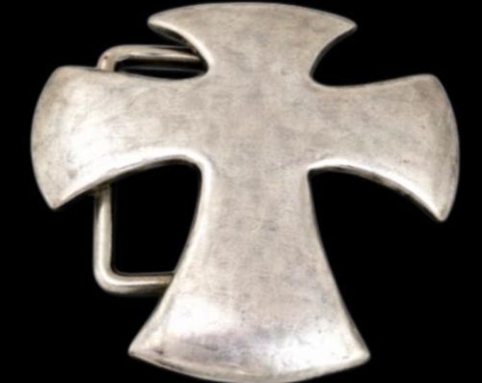 Iron Maltese Irish Celtic Crusader Cross Religious Religion Belt Buckle