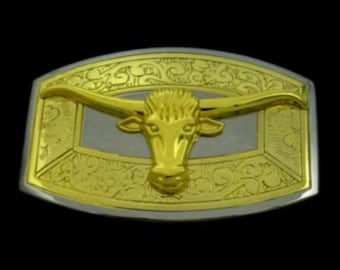Cool Texas Longhorns Cow Steer Western Belt Buckle