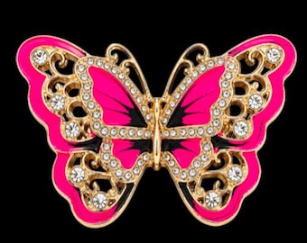 Pink Rhinestone Glitter Butterfly Butterflies Belt Buckles Boucle Ceinture