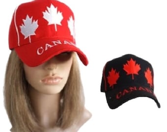 Canada Flag Baseball Hat Cap 3 Maple Leaves Mapleleaf Casquette
