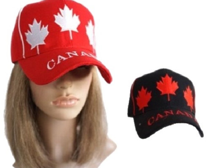 Canada Flag Baseball Hat Cap 3 Maple Leaves Mapleleaf Casquette