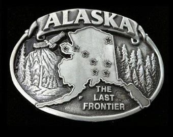 Alaska Belt Buckle American Last Frontier Map