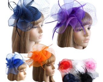 Women Fascinator Feather Hat Cocktail Tea Party Headband Lady Wedding Hair Clip