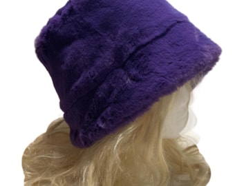 Faux Fur Bucket Fuzzy Plush Women's Winter Hat