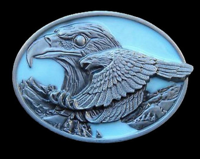 Belt Buckle Eagle American Prey Bird Flying Blue Sky