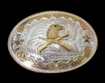 Golden Eagle Cowboy Rifle Big Western Belt Buckle Buckles