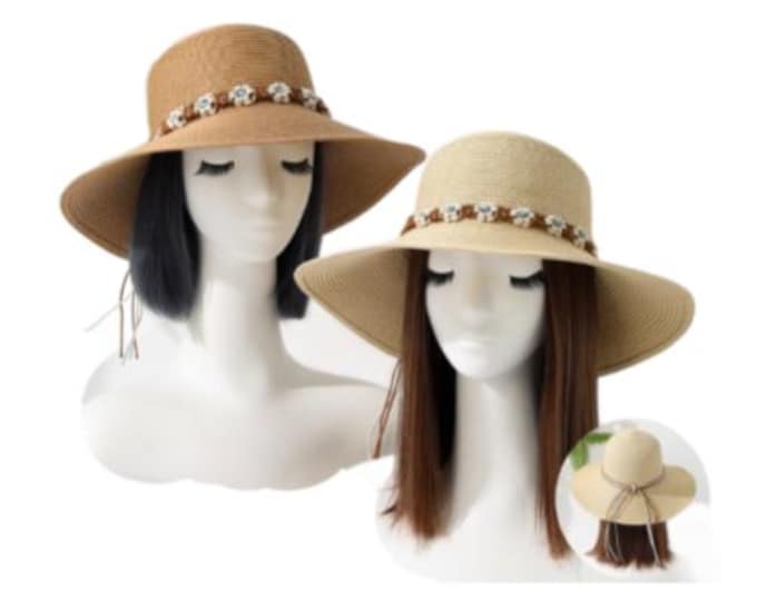 Summer Floppy Straw Hat Women Ladies Wide Brim Beach Hat Sun Foldable Cap