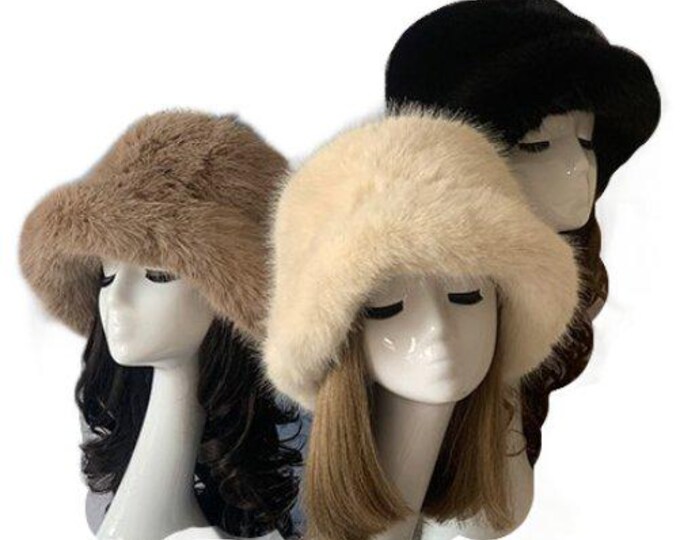 Oversized Faux Fur Bucket Fuzzy Plush Women's Winter Hat