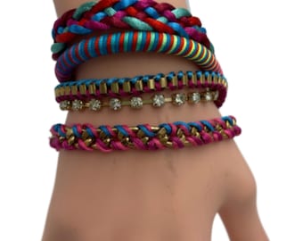 Cool Braided Wrap Colorful Bracelet Magnetic Clasp
