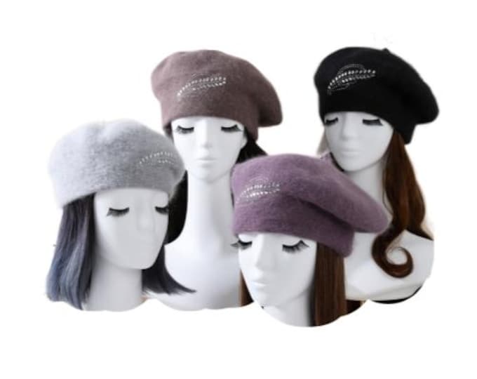 Women's Ladies Fashion Plain Wool Soft Beret Beanie Hat Winter Warm Outdoor Cap