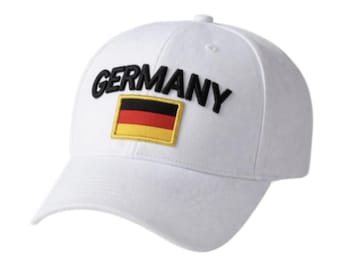 Germany Flag Unisex Cap White  Embroidered Baseball Hat for Soccer Fans