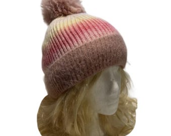 Women's Fur Pom Pom Ball Knit Crochet Baggy Bobble Hat Beanie Ski Cap Winter