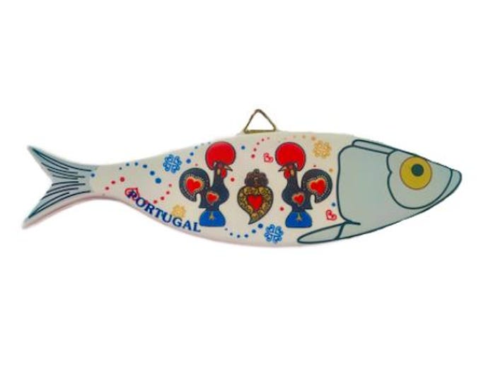 Ceramic Sardine Sardinha de Ceramica Made Portugal Wall Hanging Cork Back