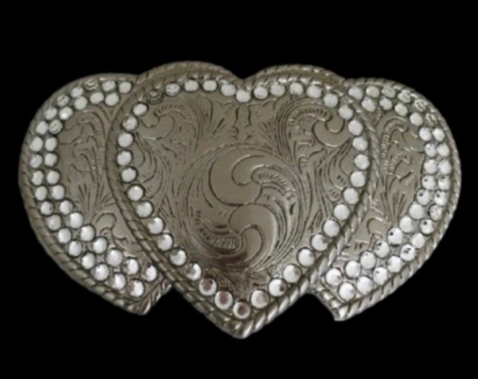 Three Hearts Sign Symbol Of Love and Peace Western Belt Buckle Buckles