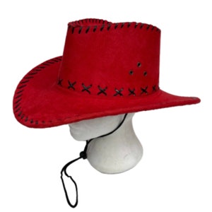 Roter Wildlederimitat Stitch Cowboyhut Kostüm Woody Western