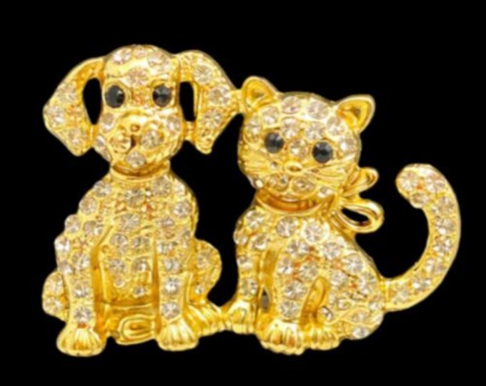 Rhinestones Cat Dog Women's Fashion Rhinestone Brooch Pin Jewelry