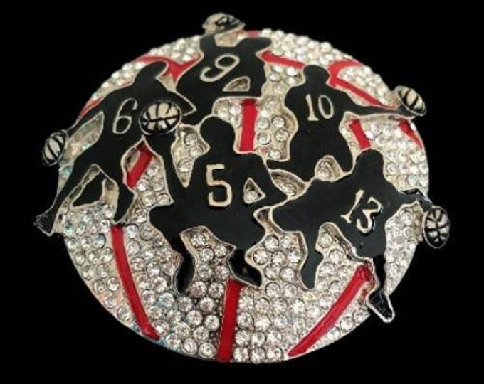 Basketball Belt Buckle Sports Team Players Dribbling Rhinestone Ball