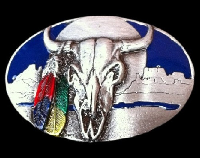 Belt Buckle Western Texas Longhorn Cowboy Indian Rodeo