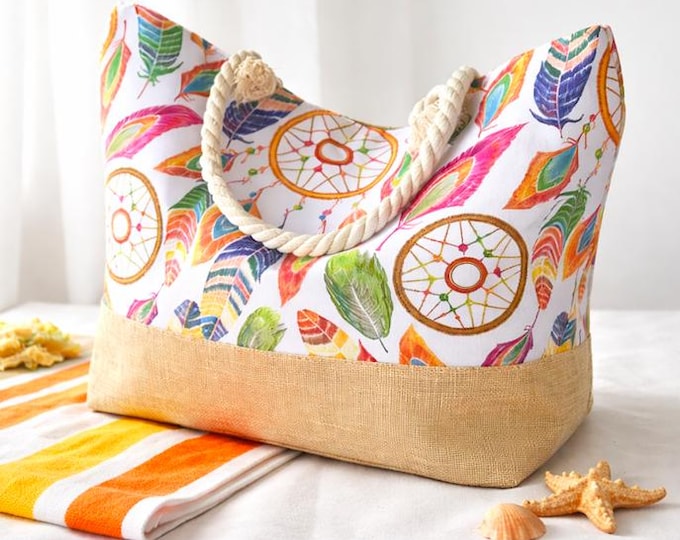 New Fashion Wind Dream Catcher Beach Canvas Large Tote Bag Handbag