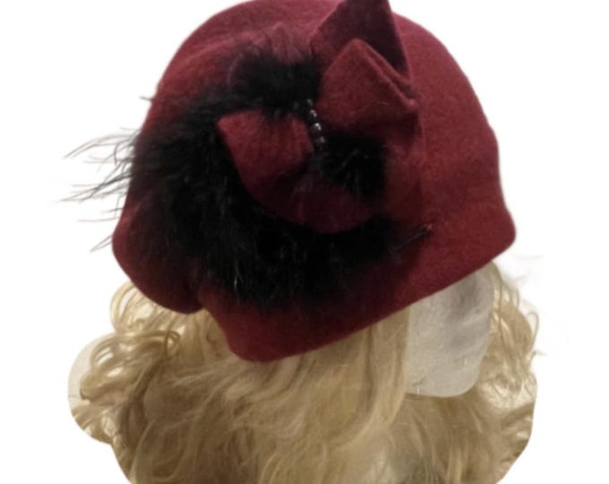 Women's GATSBY 20s Winter Wool Cap Beanie Cloche Bucket Floral Hat