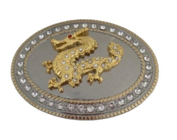 Dragon Western Men's Belt Buckles for Women Cowboy Rodeo Rhinestone Belt Buckle