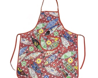 100% Cotton Portuguese Sardines Sardinhas Kitchen Apron Made in Portugal