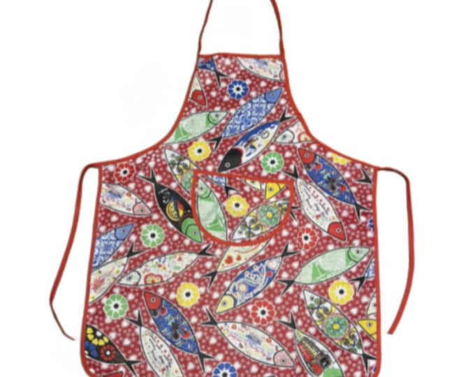 100% Cotton Portuguese Sardines Sardinhas Kitchen Apron Made in Portugal