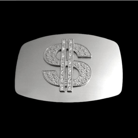 Belt Buckle Dollar Money Sign Big Rhinestone Buckles