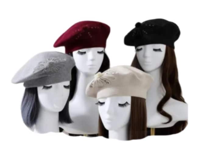 Women Winter Warm Beret Hat Vintage French Style Soft Wool Cap Beanie Hat Autumn