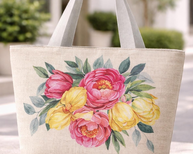 Large Capacity Zipper Handbag Shopping Travel Tote Shoulder Floral Beach Bag