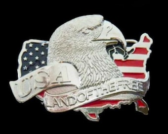 American Belt Buckle Flag Land Of The Free USA Eagle Buckles